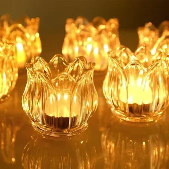 Luxury Crystal Tulip Flower LED Candle Lamp